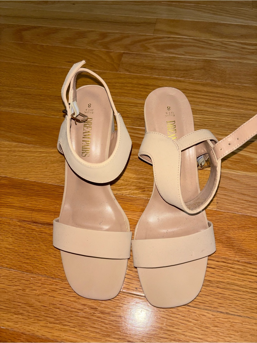 Dream Pairs Beige/Nude Block Heel Sandals